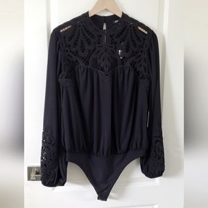 NWT Express body suit long sleeve blouse, black, size M